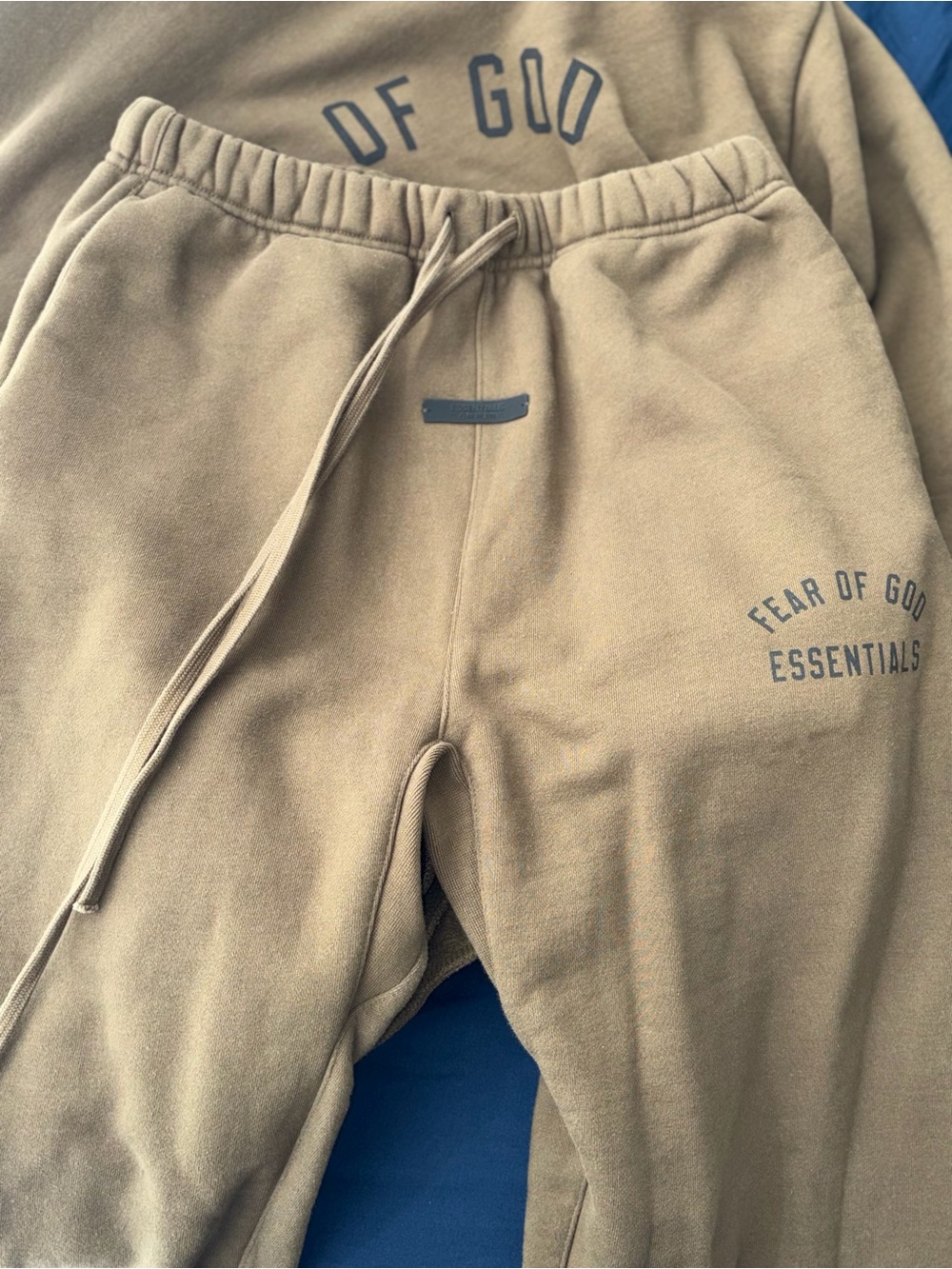 Essentials Men's Olive Hoodie and Sweatpants Set with Subtle Logo